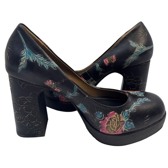 L'Artiste by Spring Step Women's Handpainted Block Heels Julianna Size 41 US 9.5 - Picture 7 of 11